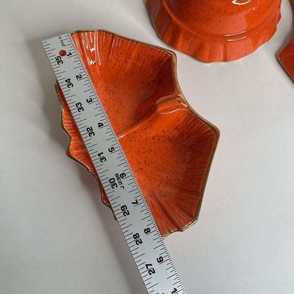 MCM Pottery Sectional Relish Tray REPLACEMENT Dishes‎ Orange Speckle G20 USA - Picture 10 of 12